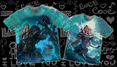 Футболки с полной запечаткой: парные - warcraft артас джайна